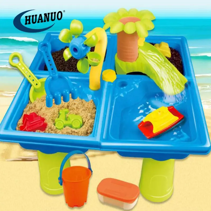 Çocuklar yaz oyuncak kum ve su açık oyuncaklar aktivite su masa 24 adet aksesuarları