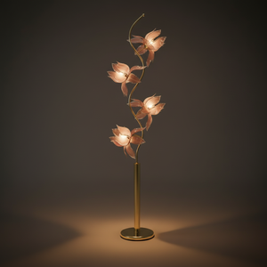 <span class=keywords><strong>Lampadaire</strong></span> LED moderne Lotus en fer et verre, design floral, le plus vendu, idéal pour salon, chambre, lecture, bureau, personnalisable - Product Image 5