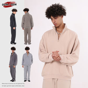 OEM Sudadera de invierno informal vintage lavada con media cremallera, de 430 g/m², 100% algodón, cuello alto, forrada, ecológica, transpirable, oversize - Product Image 3