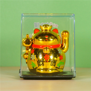 Modèle solaire magasin accessoires de voiture décoration intérieure <span class=keywords><strong>Maneki</strong></span> <span class=keywords><strong>neko</strong></span> 2 pouces petit chat ornement agitant la fortune japonaise chat porte-bonheur - Product Image 4