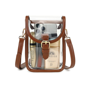 Borselli trasparenti per cellulare da donna borse a <span class=keywords><strong>tracolla</strong></span> da stadio con cinturino in PVC trasparente marrone chiaro con fibbia Mini <span class=keywords><strong>borsa</strong></span> a <span class=keywords><strong>tracolla</strong></span> - Product Image 1