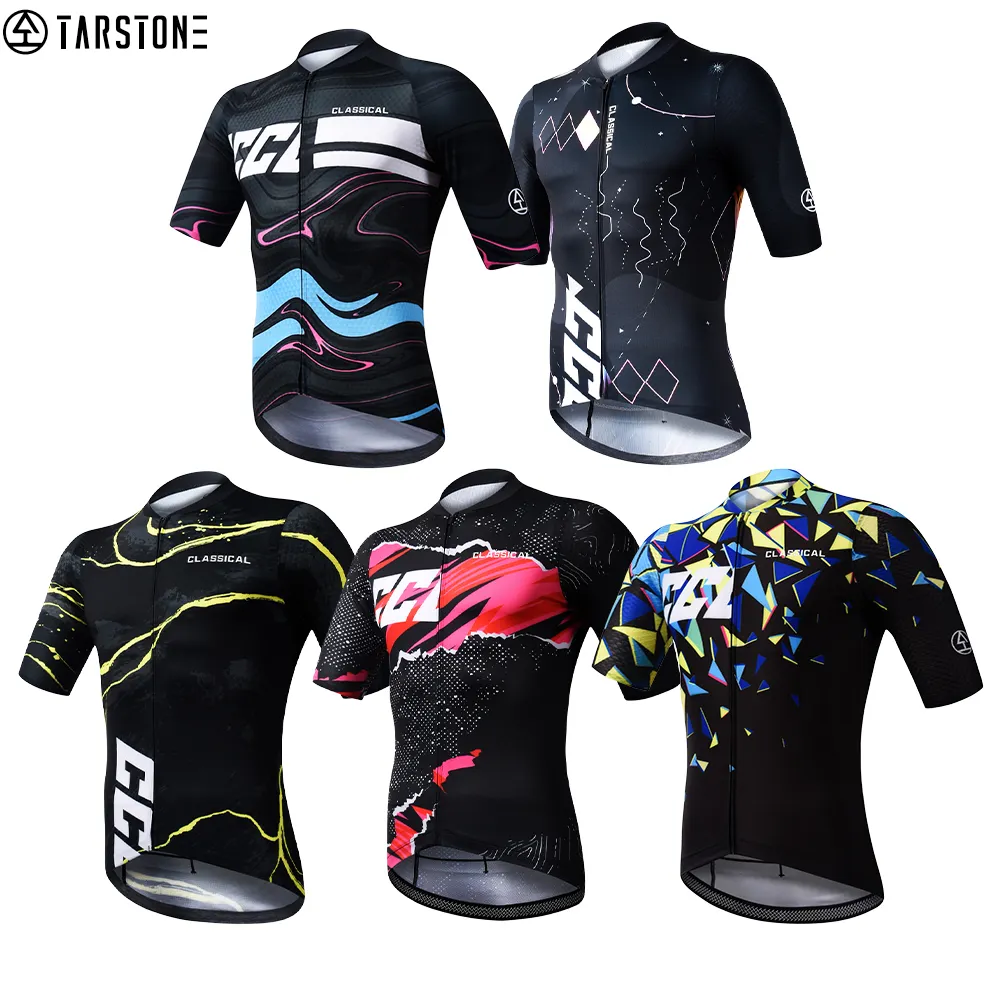 Nouveau Design Meilleure Vente Maillot de Cyclisme Vintage Noir Rétro Chemises de Cyclisme pour Hommes Vêtements de Vélo