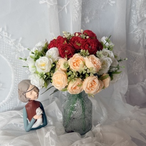 Ramo de Peonías Artificiales Realistas Hechas a Mano, Flores Hermosas y Suaves, Decoración para Año Nuevo, Hogar, Fiesta, Boda - Product Image 5