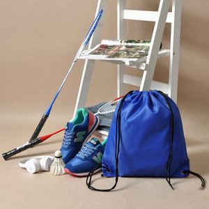 210D Polyester Bundle Pocket Custom Nylon <b>Drawstring</b> Shoulder Folding <b>Backpack</b> Sports Event Storage Bag - Product Image 2