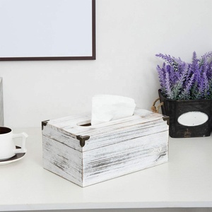 Distributore di tovaglioli in legno rustico e fazzoletto di carta bianca lavata <span class=keywords><strong>per</strong></span> bagno soggiorno sala da pranzo camera da letto o servizi igienici - Product Image 6