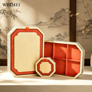 WEIMEI Premium Quality Handmade Oriental Ruyi Style Brocade Octagon Bracelet Necklace Set Luxury Jewelry Packaging <b>Case</b> - Product Image 4