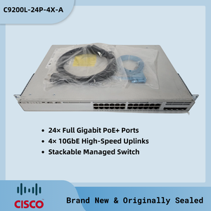 Nouveau Commutateur d'entreprise géré Gigabit Catalyst 9200L 24 ports PoE+ Layer 3 4x10GbE Uplink C9200L-24P-4X-A - Product Image 2