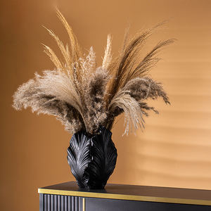 Vase à fleurs en céramique moderne de style campagnard français, design 2024, crème-noir, pour la décoration de la maison, vase de mariage - Product Image 1