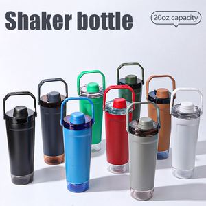 Custom logo 20oz Leakproof Insulated Stainless Steel Shaker Cup BPA-Free Double Wall Powder Coated Protein Shakes <b>Bottle</b> - Product Image 3