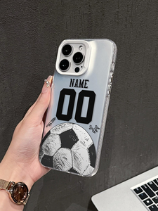 <span class=keywords><strong>Coque</strong></span> de téléphone iPhone <span class=keywords><strong>personnalisable</strong></span> avec nom et numéro, impression de football, <span class=keywords><strong>coque</strong></span> antichoc réfléchissante argentée compatible avec 17/16/15/14/13 Pro Max - Product Image 2