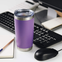 Vaso Térmico Portátil de Acero Inoxidable con Recubrimiento en Polvo de 20 oz, con Tapa Magnética Deslizante, Doble Pared Aislada al Vacío, para Café, para Automóvil, de 6 a 12 oz