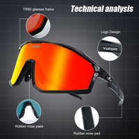 YUEDIO lunettes de cyclisme haute performance TR90 cadre coussinet nasal réglable UV400 lentilles PC pour les activités sportives et de plein air
