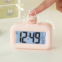Reloj Digital LED Kawaii para niños, reloj despertador de cerdo de dibujos animados, reloj Digital bonito para dormitorio, mesita de noche, relojes despertadores para niños