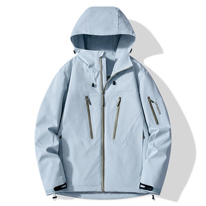 Aoyema personnalisé vente en gros léger imperméable pluie pratique et élégant extérieur à capuche hommes femmes fermeture à glissière veste de <span class=keywords><strong>randonnée</strong></span> - Product Image 2