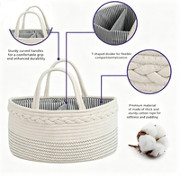 Panier de rangement pliable en corde de coton tressée pour couches et essentiels de bébé, sac de maman, organisateur de couches pour la crèche