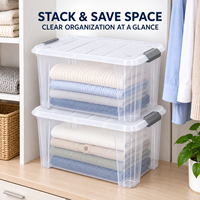 Conteneur de rangement empilable en PP 50L transparent pour chambre d'enfant, salle de jeux, organisateur de jouets