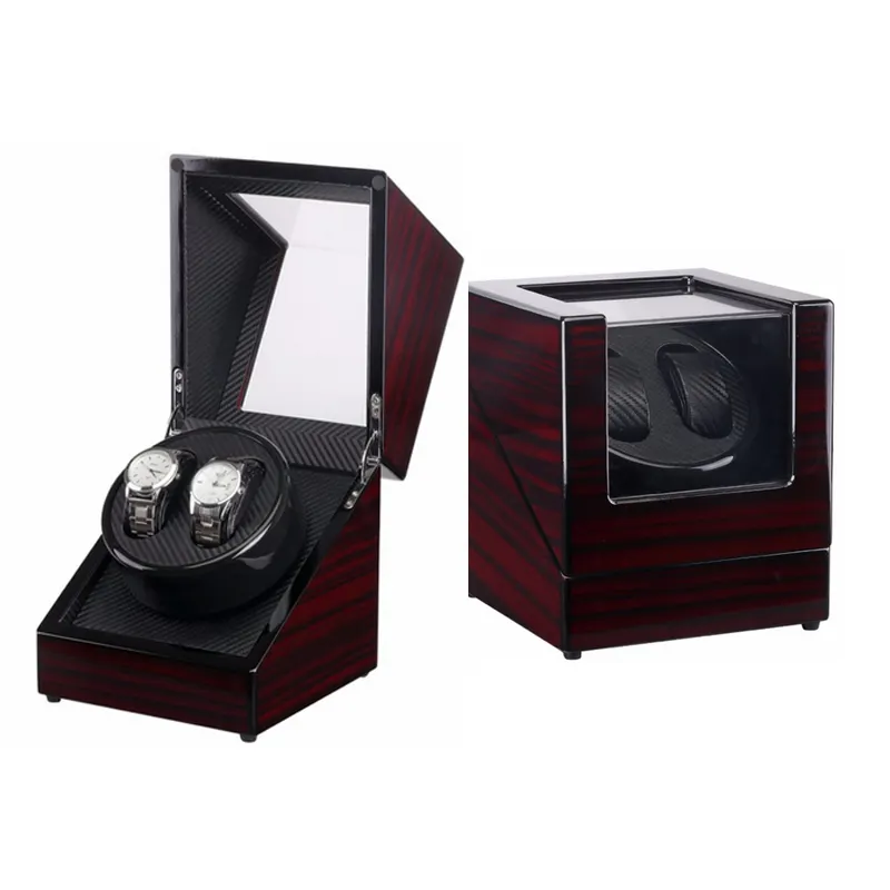 Kotak Display Kayu Coklat, Winder Jam Otomatis Murah dengan Lapisan Kulit
