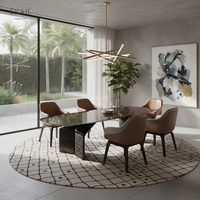 Chaise de salle à manger de luxe moderne, design italien, fauteuil rembourré en cuir pour la maison et les projets de restauration