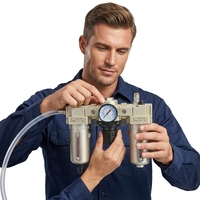 STNC Populaire TC4000-04M 1/2" Triple combinaison filtre à air, régulateur et lubrificateur en métal avec étalonnage à l'eau pour préparation de l'air