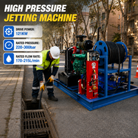 Máquina de limpieza de alcantarillado de alta presión para trabajo pesado, motor diésel de 121 kW, 22-30 MPa, 170-215 L/min, carrete de manguera de 80 m, control remoto
