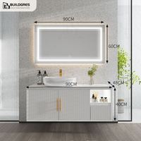 Buildgres vanité fonctionnelle salle de bain avec lavabo en pierre naturelle vanité de salle de bain