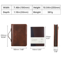 Housse de carnet A5 en cuir véritable personnalisée avec logo en relief, sac de protection inclus, élégante pochette de protection pour journal, idéale pour les voyages et le bureau
