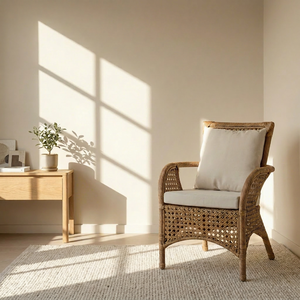 Fauteuil de détente moderne en rotin confortable CORDELLA pour salon, mobilier de maison, usage hôtelier - Product Image 1