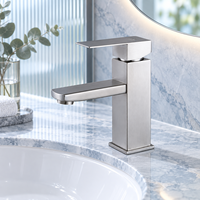 Robinet de lavabo carré moderne, mitigeur chaud/froid à levier unique pour salle de bain, options standard et hautes pour projets commerciaux
