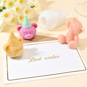 DM1086 3D Goodbye Little Bear vela moldes DIY cumpleaños sombrero oso resina <span class=keywords><strong>Chocolate</strong></span> hornear silicona <span class=keywords><strong>molde</strong></span> <span class=keywords><strong>para</strong></span> decoración del hogar - Product Image 3
