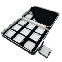 Coffret de 18 compartiments en métal avec boutons-pression, étui zippé en cuir PU et EVA, kit de présentation pour pierres précieuses et diamants, idéal pour les commerçants en bijoux