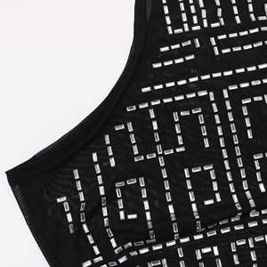 شبكة عارية حجر الراين الغريبة فساتين الكريستال الديكور فستان طويل السيدات ثوب الرسن فستان حفلة موسيقية - Product Image 5