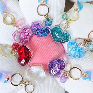 Fashion Creative Love Heart <b>Key</b> Chain <b>Key</b> <b>Ring</b> Lanyard Strap <b>Accessories</b> Charm Bag Pendant Liquid Keychains Custom - Product Image 1