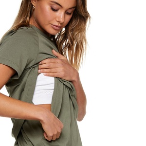 Vente en gros de vêtements de maternité T-shirts amples décontractés pour la grossesse T-shirts pour femmes enceintes avec accès aux soins infirmiers - Product Image 3