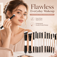 Hochwertiges 12-teiliges Doppelendiges Synthetik-Haar Gesichts- und Augen-Mischpinsel Professionelles Make-up-Werkzeug-Set