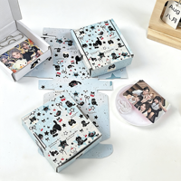 Boîtes d'expédition rigides miniatures mignonnes en forme de chat noir, design avion de dessin animé Kawaii pour cartes à collectionner, autocollants, petits emballages cadeaux