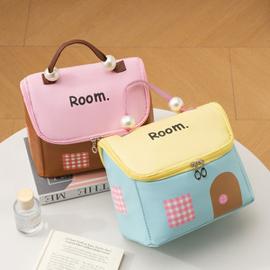 Trousse de maquillage mignonne en forme de mini-maison, grande capacité, compartimentée, pour voyage, toilette, rangement à domicile et salle de bain pour femmes - Product Image 3