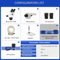 Microscope stéréoscopique zoom EOC 7x-45x, 100 mm WD, IP53, OEM pour soudure de circuits imprimés, semi-conducteurs, bijoux, inspection de modules optiques