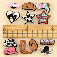 Haute Qualité Pvc Cowboy Cowgirl Chaussure Charmes Wild West Cheval Boot Talons Chapeaux Animaux Chaussures Décorations Charmes pour Chaussures