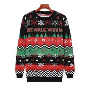 Men Clothes Fashion Knitted Ugly Christmas Sweater Round Neck Pullover Double-sided Jacquard Oversized Sweater Men's Sweaters