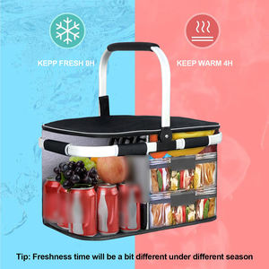 Panier pliable personnalisé, étanche, isolé, cadeaux <span class=keywords><strong>de</strong></span> mariage, cadeaux <span class=keywords><strong>de</strong></span> pendaison <span class=keywords><strong>de</strong></span> crémaillère, grand panier <span class=keywords><strong>de</strong></span> pique-nique <span class=keywords><strong>de</strong></span> 35 l, 2 couches pour les poches internes - Product Image 6