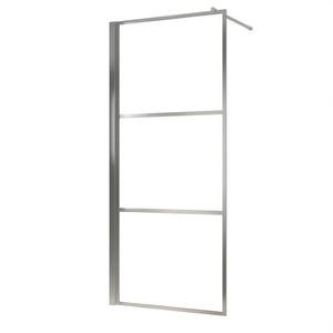 Paroi de douche walk-in en verre ESG transparent 35,4x76,8 pouces avec cadre argenté pour portes de salle de bain - Product Image 1