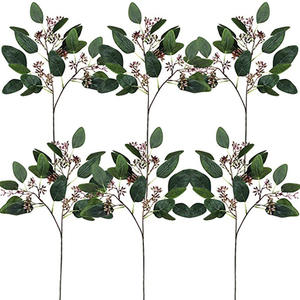 ZY0522 Feuillage artificiel en <span class=keywords><strong>soie</strong></span> avec graines, feuilles d'eucalyptus avec graines, feuilles d'eucalyptus artificielles avec fruits - Product Image 2