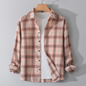 <span class=keywords><strong>Chemise</strong></span> à <span class=keywords><strong>carreaux</strong></span> tendance pour hommes, style Hong Kong, veste décontractée à manches longues, haut pour adolescents - Product Image 1