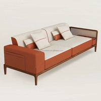 Canapé italien léger de luxe style de vie canapé de salon combinaison de meubles en cuir minimaliste canapé Orange