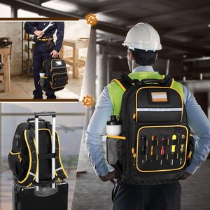Factory OEM Wholesale <b>Water</b> Repellent Oxford Tool <b>Backpack</b> Hard Bottom Adjustable Strap Multiple Pockets Laptop Sleeve 20L - Product Image 3