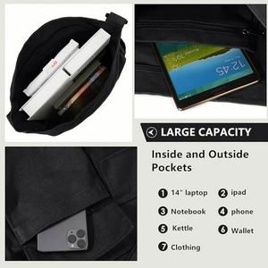 Fashion Design Black Cotton Canvas Grocery Shopping Tote Bag with Special Custom <b>Printed</b> logo - Product Image 4