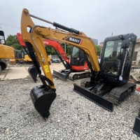 Miniexcavadora SANY SY35U Usada con Pocas Horas de Trabajo, 3.5 Toneladas, con Orugas Hidráulicas de Goma Duraderas para Uso Agrícola