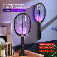 Raquette électrique anti-moustiques Black Warrior, rechargeable, puissante, attirance automatique des insectes, résistante aux chutes