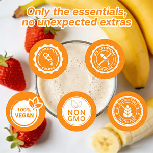Poudre de protéines végétaliennes saveur fraise banane, marque distributeur, substitut de repas, shake cétogène, faible en glucides, riche en protéines, shake aux fruits - Product Image 6
