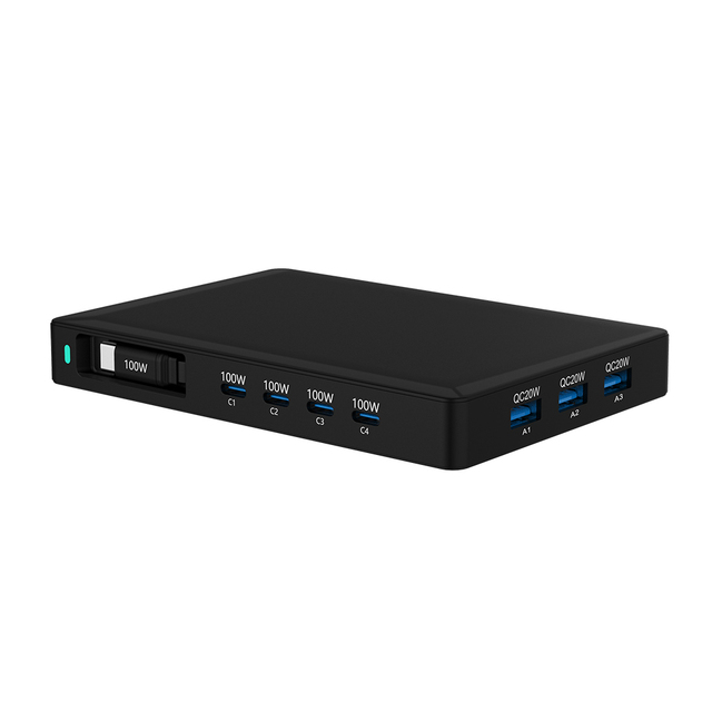 560W USB C Charger with Retractable Cable Type C PD 100W GaN Fast Charging Desktop Charger Station for Phone Tablet Laptop